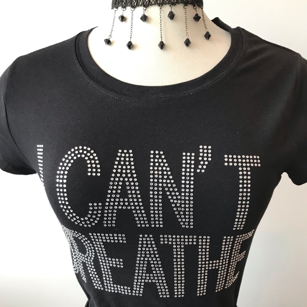 PLUS SIZED I CAN’T BREATHE T-Shirt w/ Clear Stones
